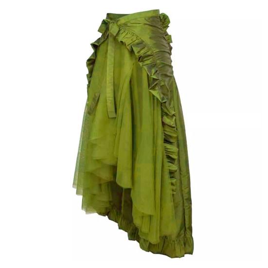 Damen Halloween Rock Cosplay Unregelmäßiger Rüschensaum Schnürung Hohe Taille Mesh Patchwork Steampunk Viktorianisch Performance Rollenspiel Fotografie Tanzen