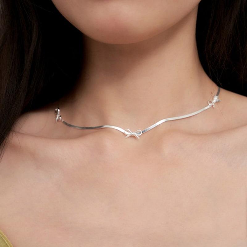 

geegee [silver925] ribbon plat chain necklace SILVER