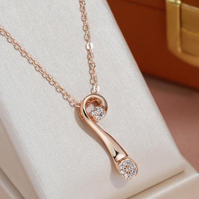 Geometric Design Zircon Pendant Women Necklace Gold Color Long Chain Wedding Jewelry