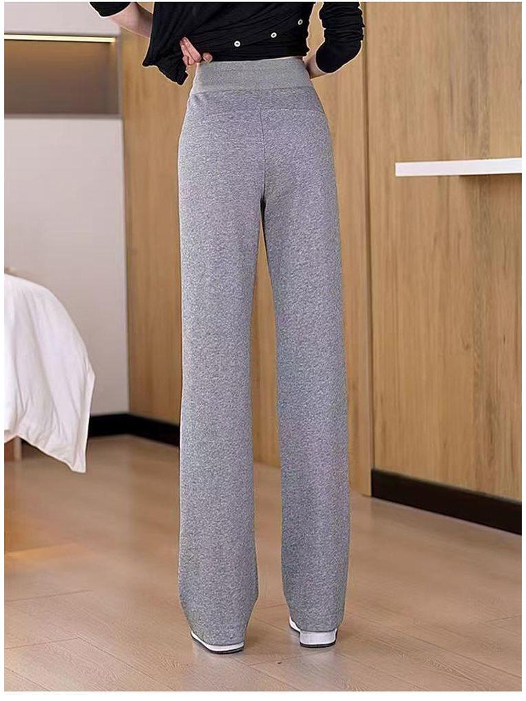 Winter Plus Velvet Wide-Leg High-Waisted Pants - Women's Loose, Slimming, Thickened and Drape Style.