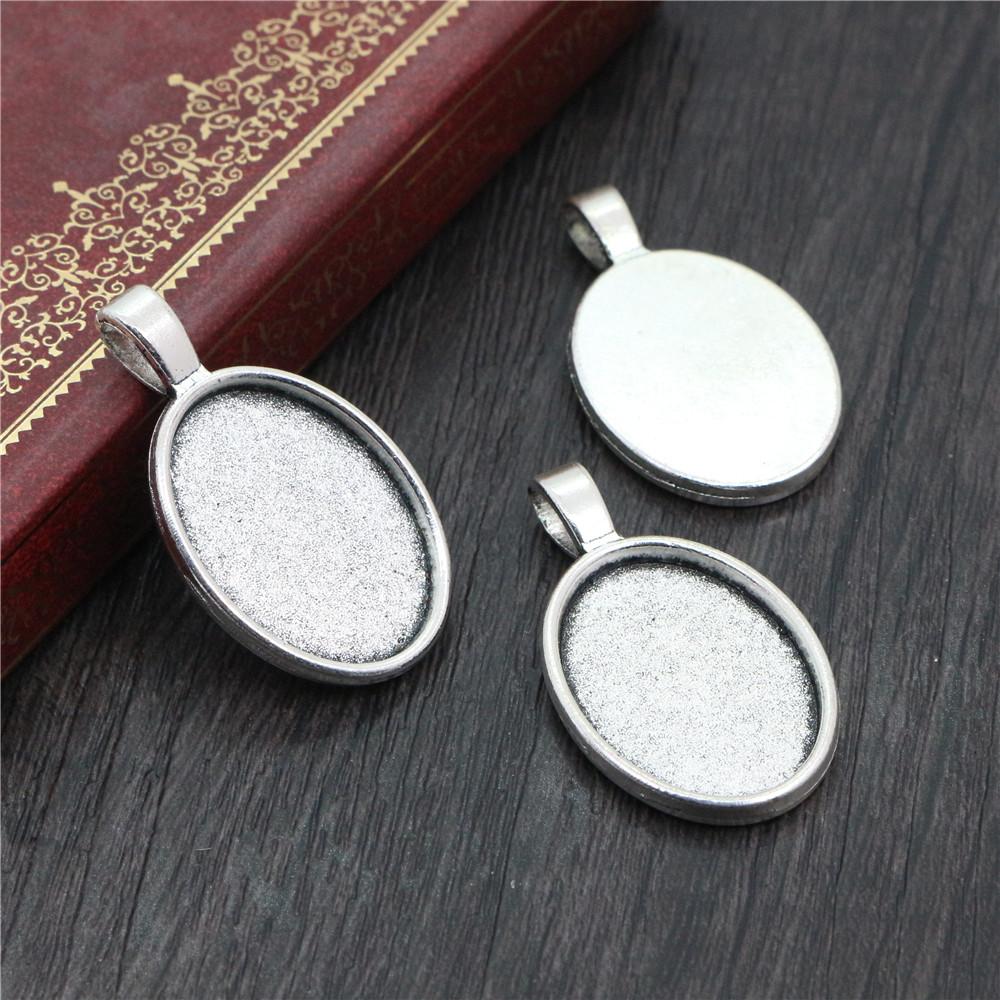 10 Stück 18x25mm Innenmaß Ovaler Anhänger Cabochon Leere Basis Fassung Fassungsschale DIY Halskette Schmuckherstellung Zubehör Fundstücke