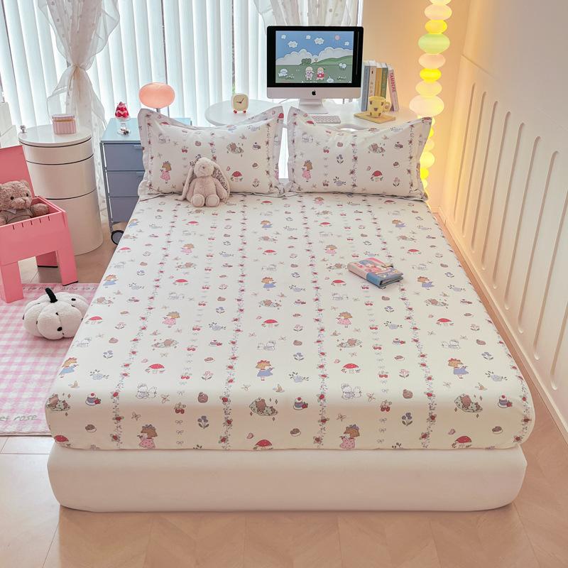 Saltea din bumbac pur, o singură bucată, husă protectoare pentru saltea 100% bumbac, husă de pat, cearceaf de pat pentru copii, model saltea din trei piese.