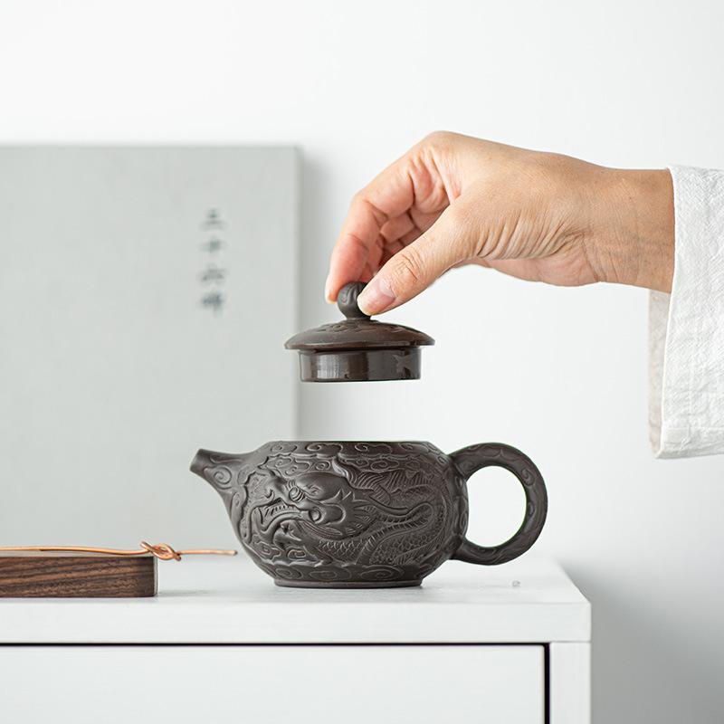 Pure Handmade Xishi Single TeaPot Yixing Purple Clay Tea Pot Fengming Purple Clay Pot Teeware Teware Puer Tea Set and Coffee Bar
