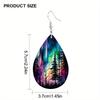 Aurora Pine Shadow PU Leather Earrings Fashion Drop Dangle Earrings Cool Earrings Vacation Casual Earrings Jewelry Simple Gifts for Best Friends