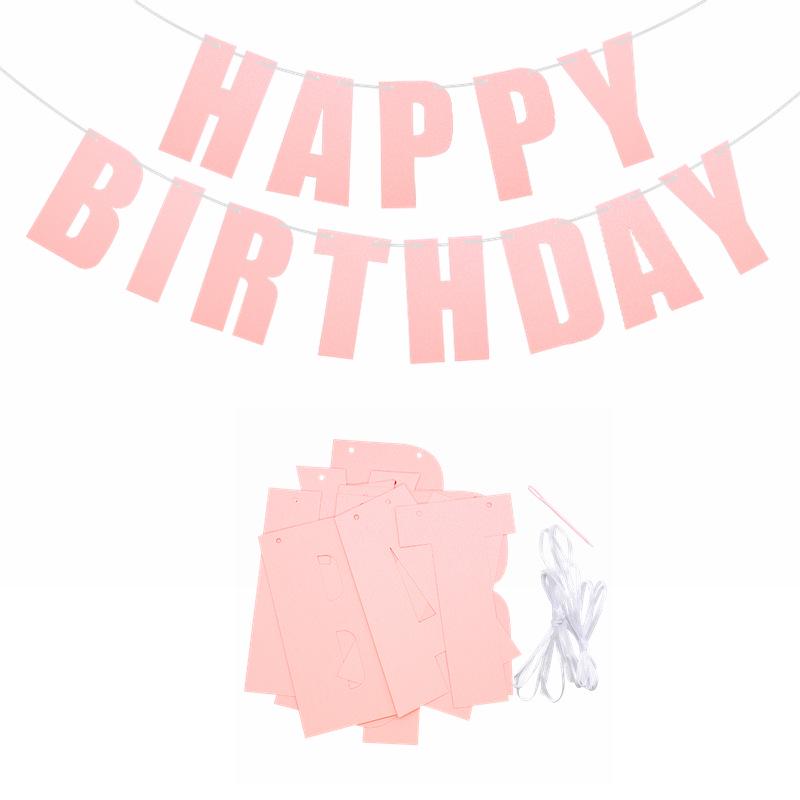 Gold Glitter Happy Birthday Laser Cut Banner with Pearlescent Paper Letters