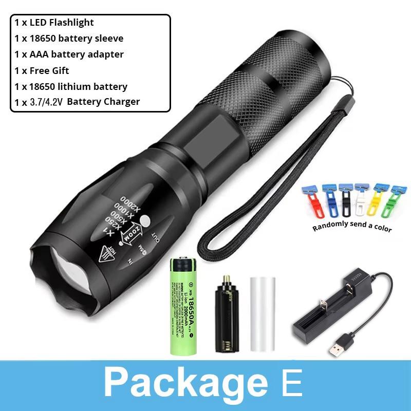 Powerful Led flashlight Ultra Bright Torch Camping Light 5 Switch Mode Waterproof Zoomable Bicycle Light Use 18650 Battery