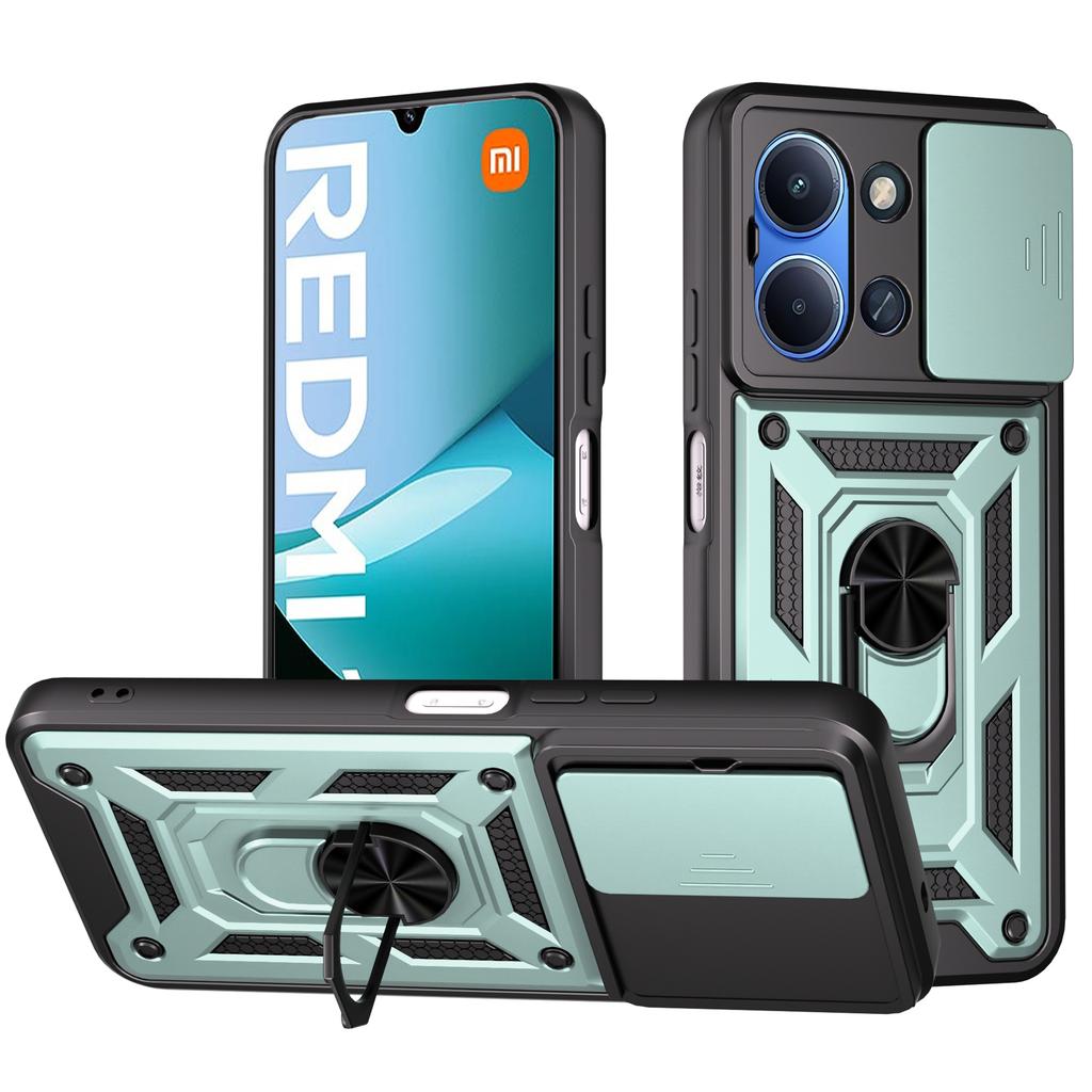 Custodia con protezione fotocamera scorrevole per Redmi 15C Global Custodia con anello di supporto Armor Copri telefono per Redmi 15C 4G Capa