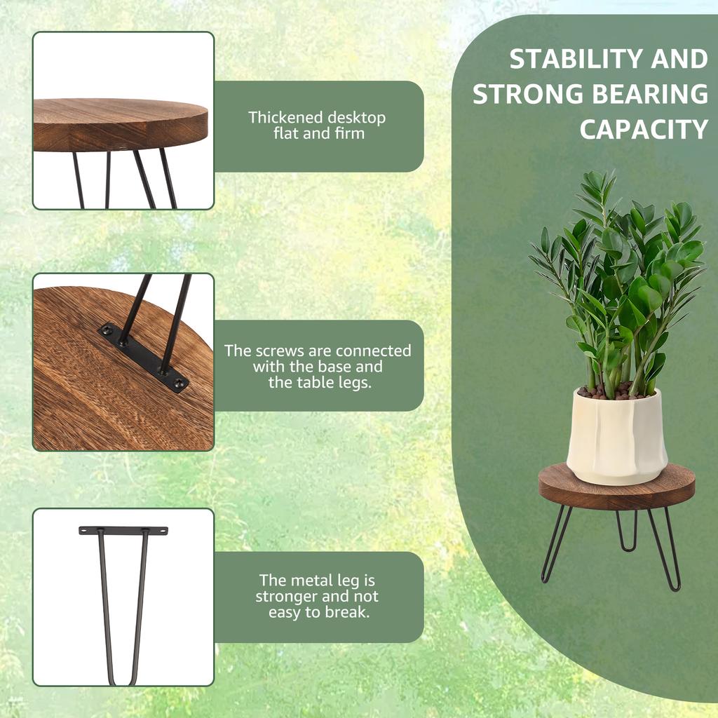Wood Modern Plantings Holder Kit Stable Sturdy Mid Century Plantings Stand Set Versatile Metal Tall Holder for Home Decor