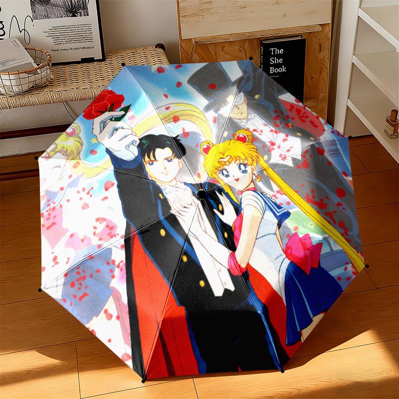 Japanese style Cute cartoon theme Sailor Moon Tsukino Usagi cartoon Umbrella Portable Home Essential Travel Outdoor Iron Multi functional Umbrella B1