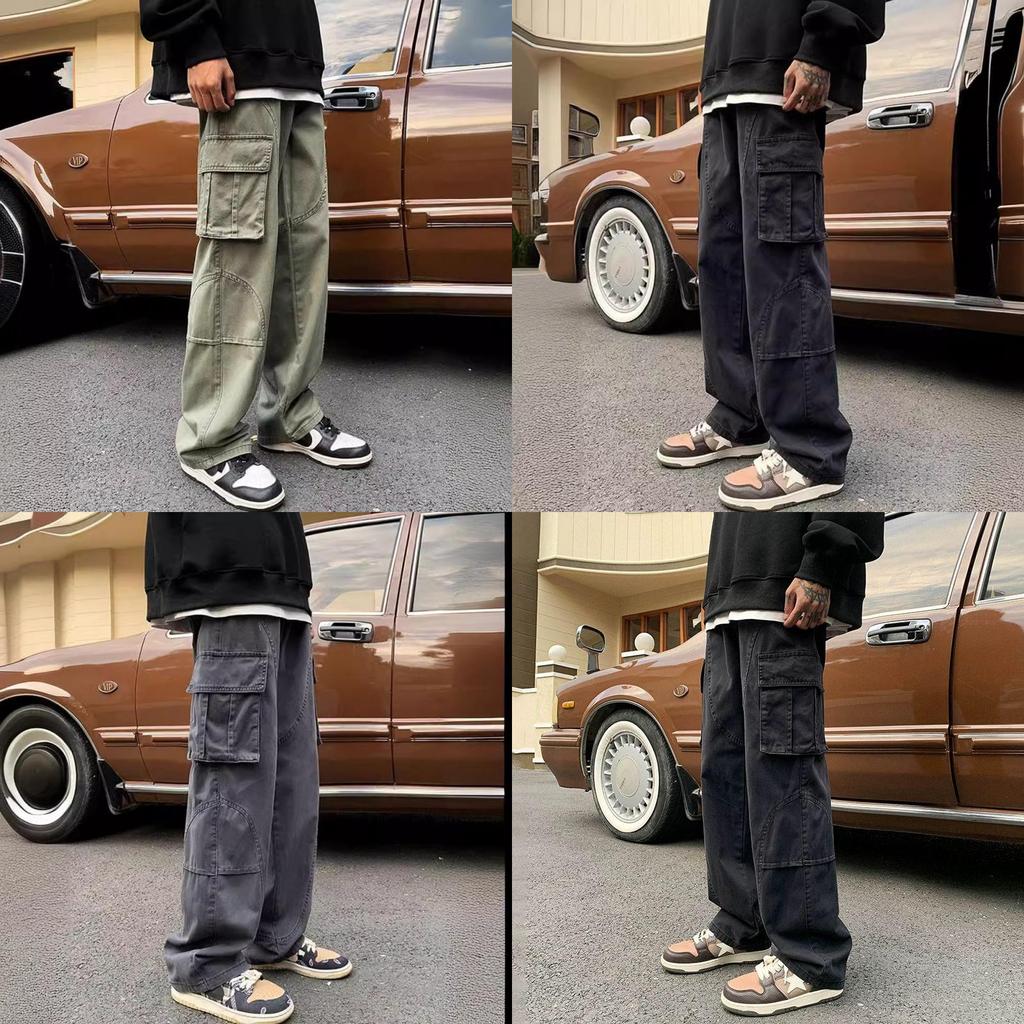 American Retro Work Pants For Men With Stretch Fabric Casual Style For Daily Wear