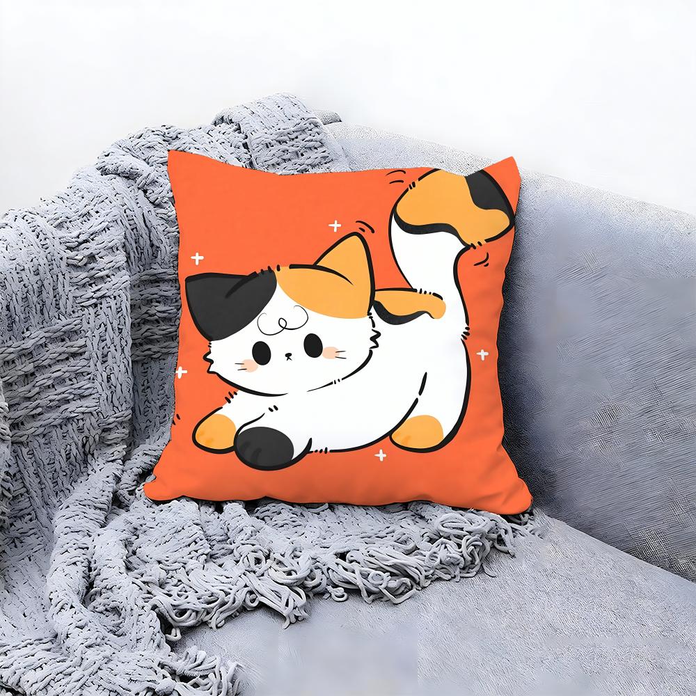 Chubby Cute Orange Cat Cushion Cover Premium Comfort Reversible Pillow Cove Two In One Design for Any Room Car Interior