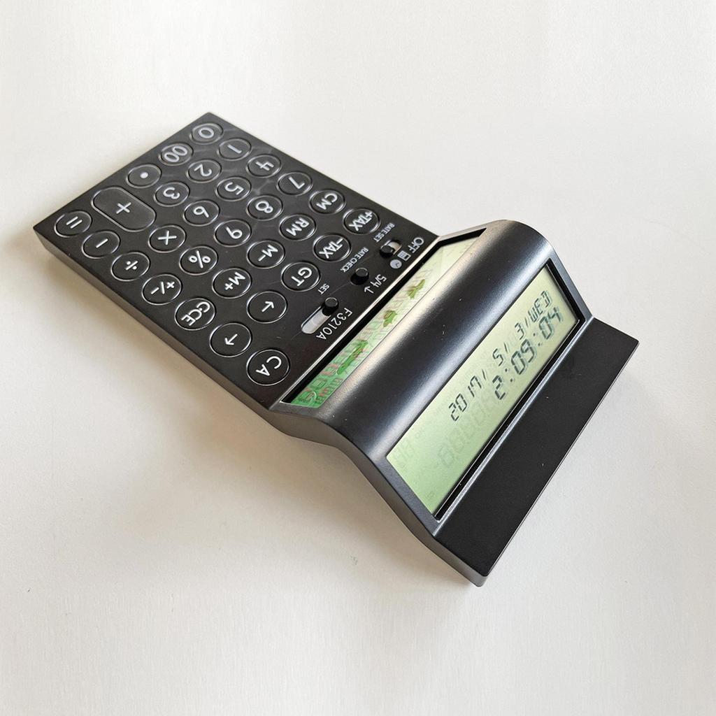 Seiwa Materials LOOPER Stylish LCD with Clock and Calendar Black Calculator, & Convenient, Double-Sided Panel, 12-Digit, Function, (LPC-BK)