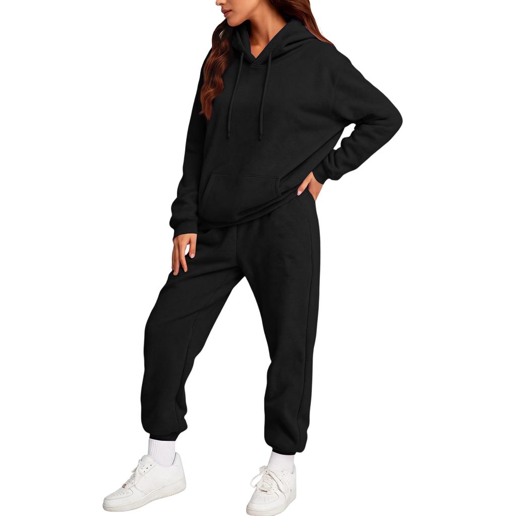 Damen Freizeit Hoodie Set Farbe Lockerer Sitz Kapuzenpullover