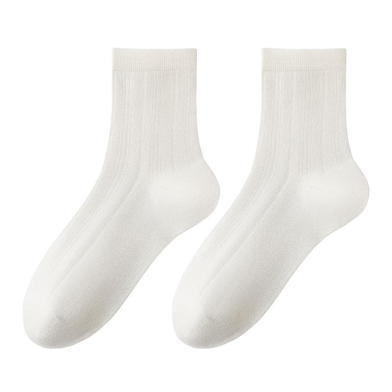 Women's Summer Thin Sweat-absorbing and Odor-proof Mid-calf Socks, Simple Solid Color Mesh Breathable Boneless Socks