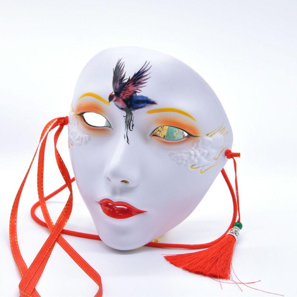 Diy Project Hand-Painted Cosplay Mask Full Face Intricate Design Anime Mask Decorative Chinese Style Beauty Mask Costume Party