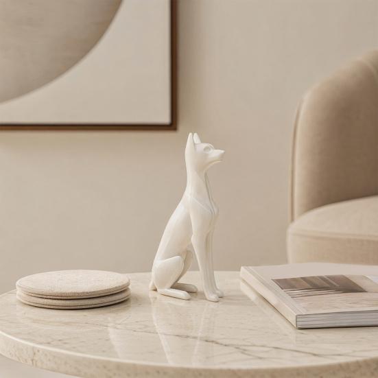 Yousheng 3D Printed Sitting Dog Figurine, Modern Minimalist Dog Statue, Animal Sculpture Decoration for Home Office Desk, Gift for