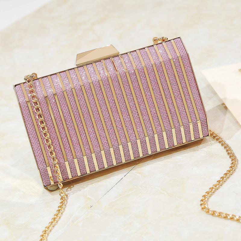 New Slanted Cross chain Small Square Bag for Women Korean Version Easy To Wear Iron Net Handheld Dinner Bag