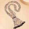 Gold Multi-Layer Beads Necklace Floral Tassel Collarbone Chain Simple Bohemian Necklace  Women