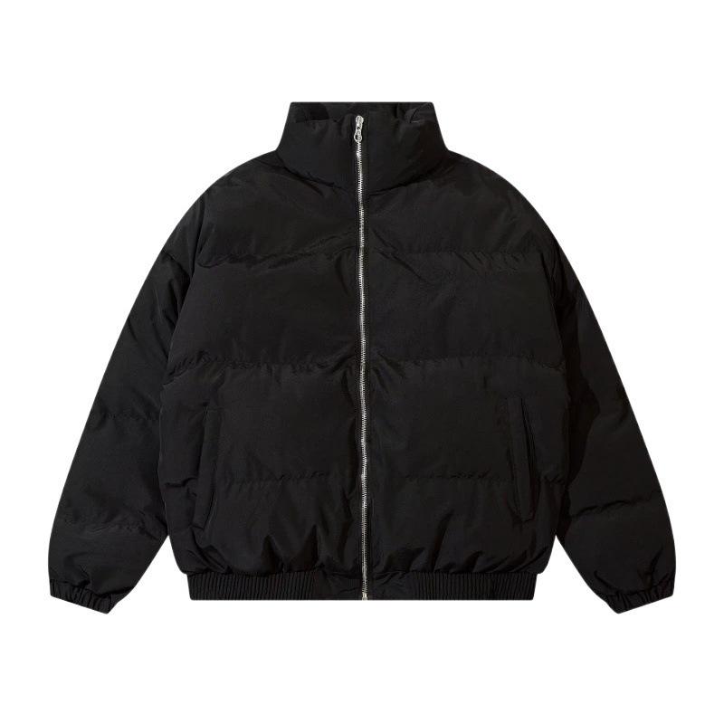 Men's Retro American Cotton Puffer Jacket - Warm, Versatile with Stand Collar and Zipper