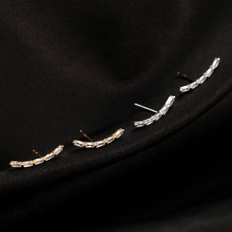 Cercei cu diamante curbate din argint Banyan Tree S925 - Stil coreean-european simplu și la modă pentru femei