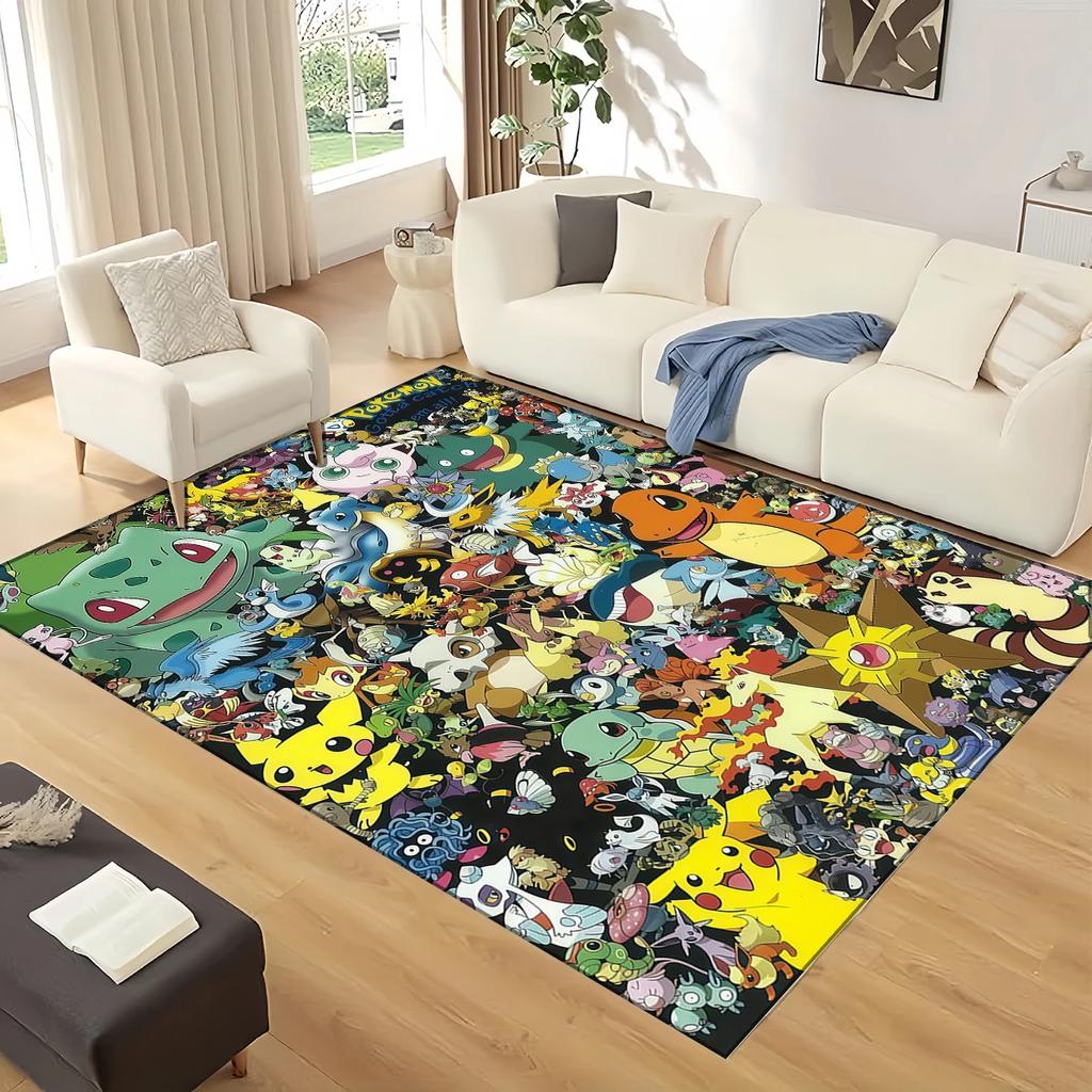 Pokemon Pikachu Cartoon Carpet Rug for Living Room Bedroom Home Sofa Decoration,kids Non-slip Floor Mat Christmas Gift