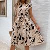 Amazon Independent Station New European and American Summer Women's Cross-border Geometric Pattern Printed Pleated Dress