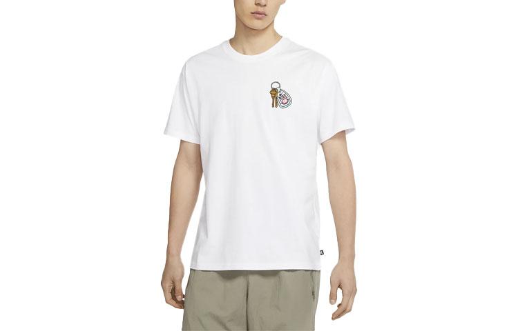 

Nike T Shirts Men s White Crew Neck Moderate Straight Fit DD1307-100 M