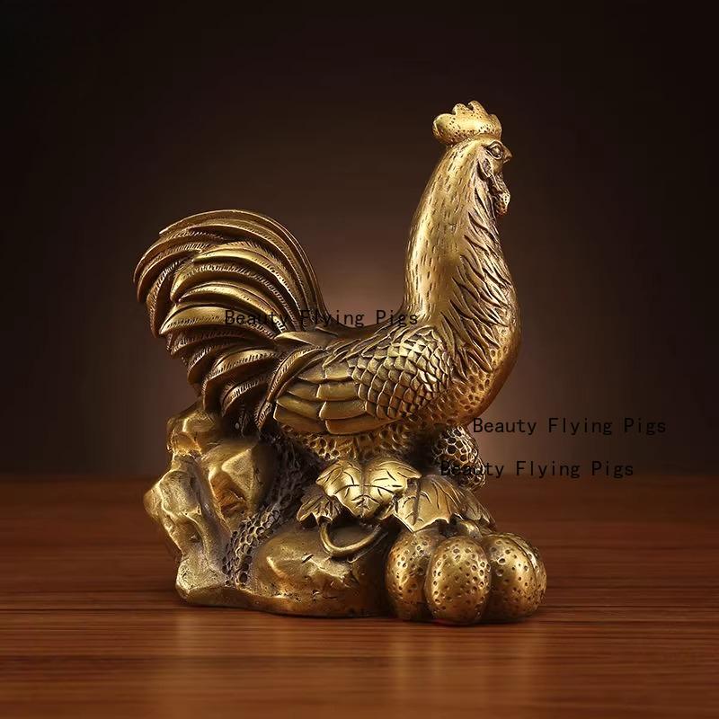 Metal Zodiac Chicken Ornament Home Decoration TV Cabinet Chicken Decoration Feng Shui Accessories Chinese Style Chicken Statue