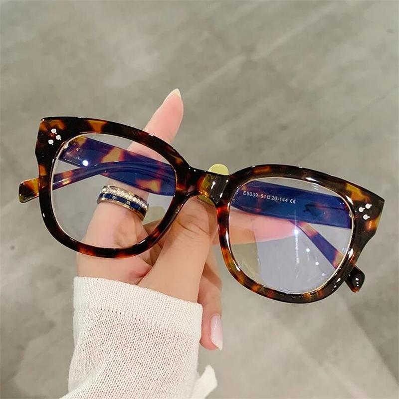 0 -0.5 -0.75 To -6.0 Leopard Frame Square Prescription Glasses For The Nearsighted Anti Blue Light Power Glasses With Diopters