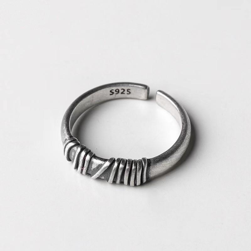 Adjustable Open Ring Men Women Vintage Twisted Thorn Design Plated Copper Retro Geometric Jewelry