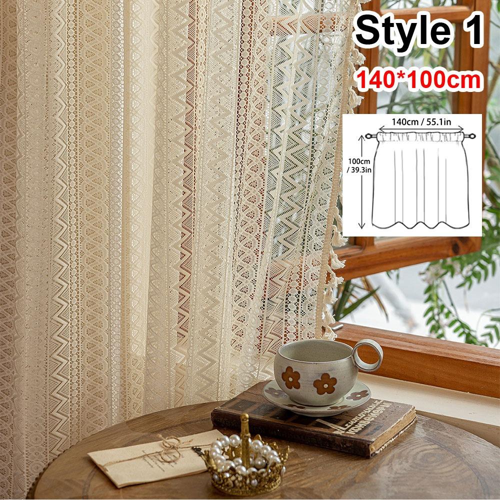 

1 шт. 140x160 см Бежевая полупрозрачная штора в стиле бохо, оконная драпировка, шторы, прочная вуалевая тюлевая штора Style 1 140x100cm