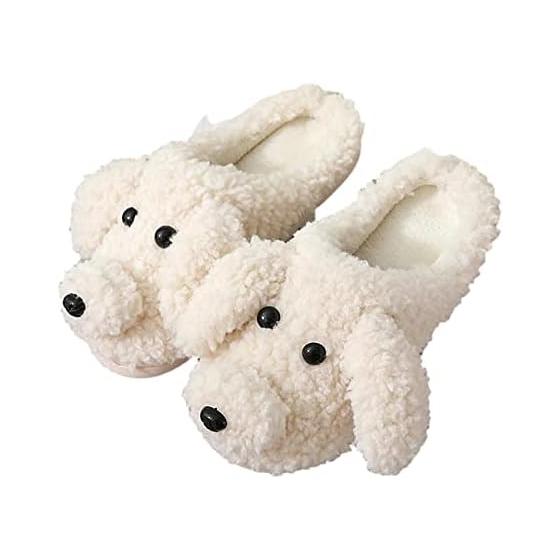 [One Drop] Room Shoes, Dog Indoor Shoes, Plush Slippers, Women s, Cute, Poodle, Fluffy
