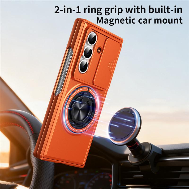 Case for Samsung Z FOLD 7 Shock Proof Tough Shell With Holder Kickstand Camera Sliding Window Protective Case Plain Shock Proof