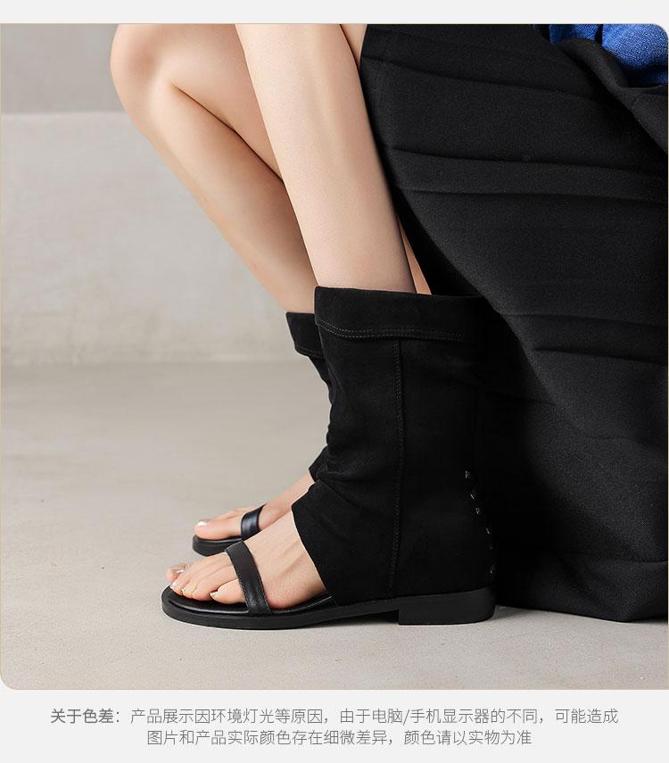 One line fashion cool boots for women, 2026 summer new Western style women's sandals, retro British vacation women's boots