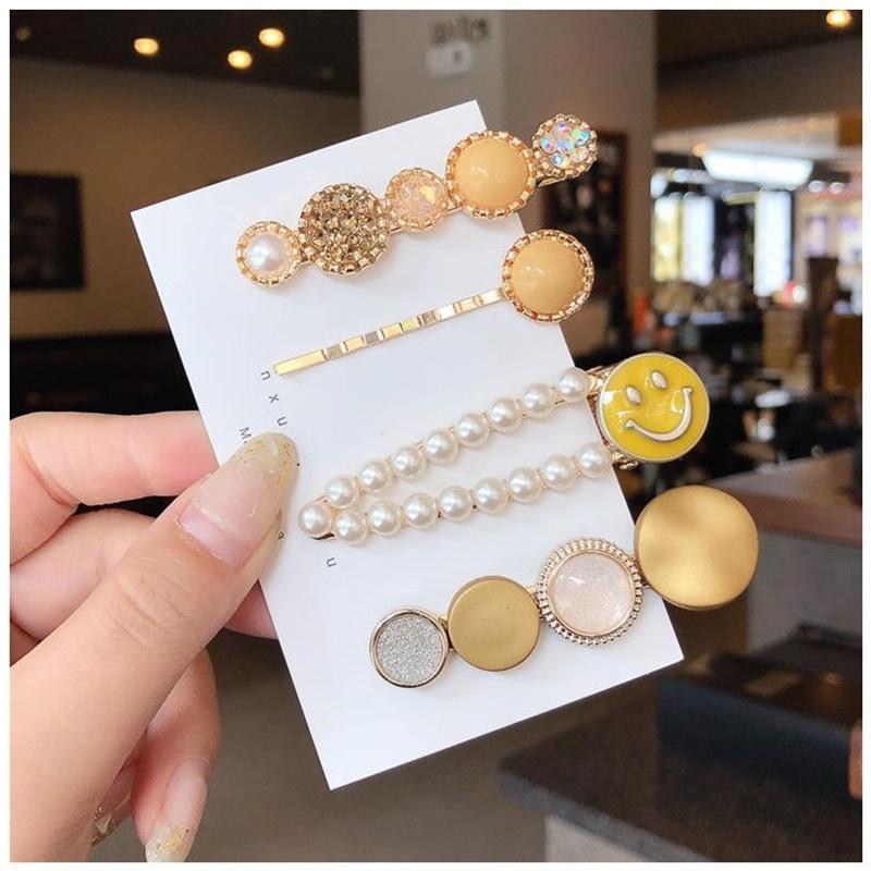 Fashion Acrylic Pearl Hair Clips Set Sweet Flower Hair Barrettes For Women Girls Korean Geometric Hair Accessories Jewelry