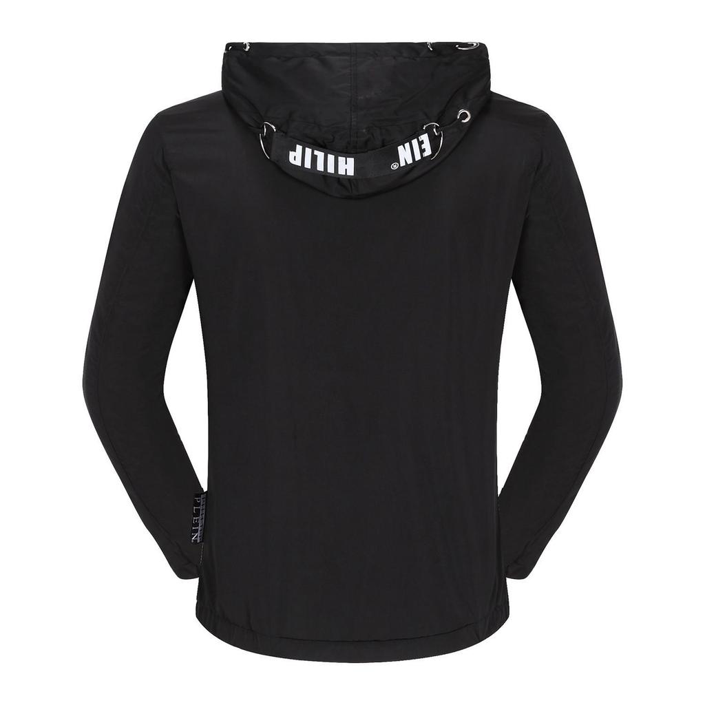 Pánská černá bunda Philipp Plein s kapucí - Podzimní/Zimní kolekce