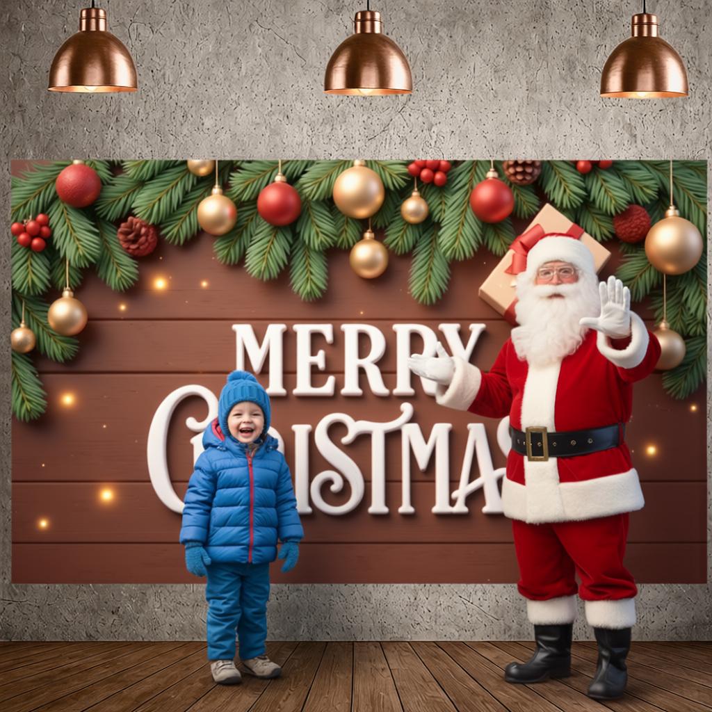 Xmas Display Ornament Decorated Holiday Backdrop Festive Background Pine Branch Decor Christmas Celebration Display For Home