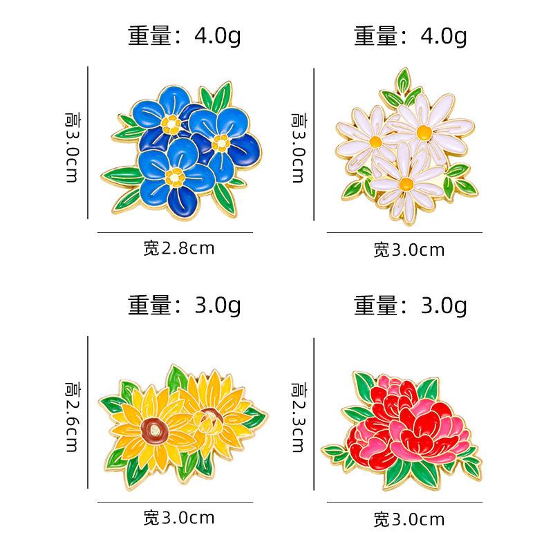 Original Plant Flower Series Alloy Brooch Colorful Flower Clothes Bags Accessories