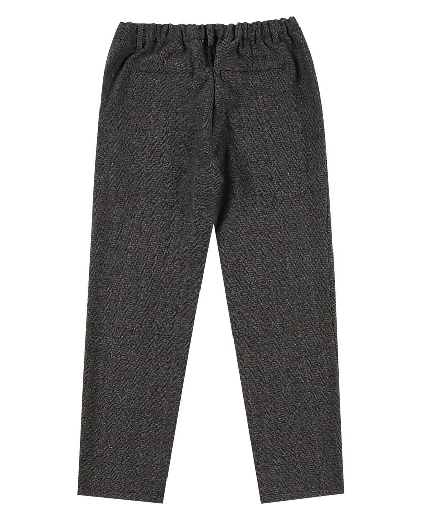 PRAIRIE Wool Herringbone Check Wide Slacks (Charcoal)