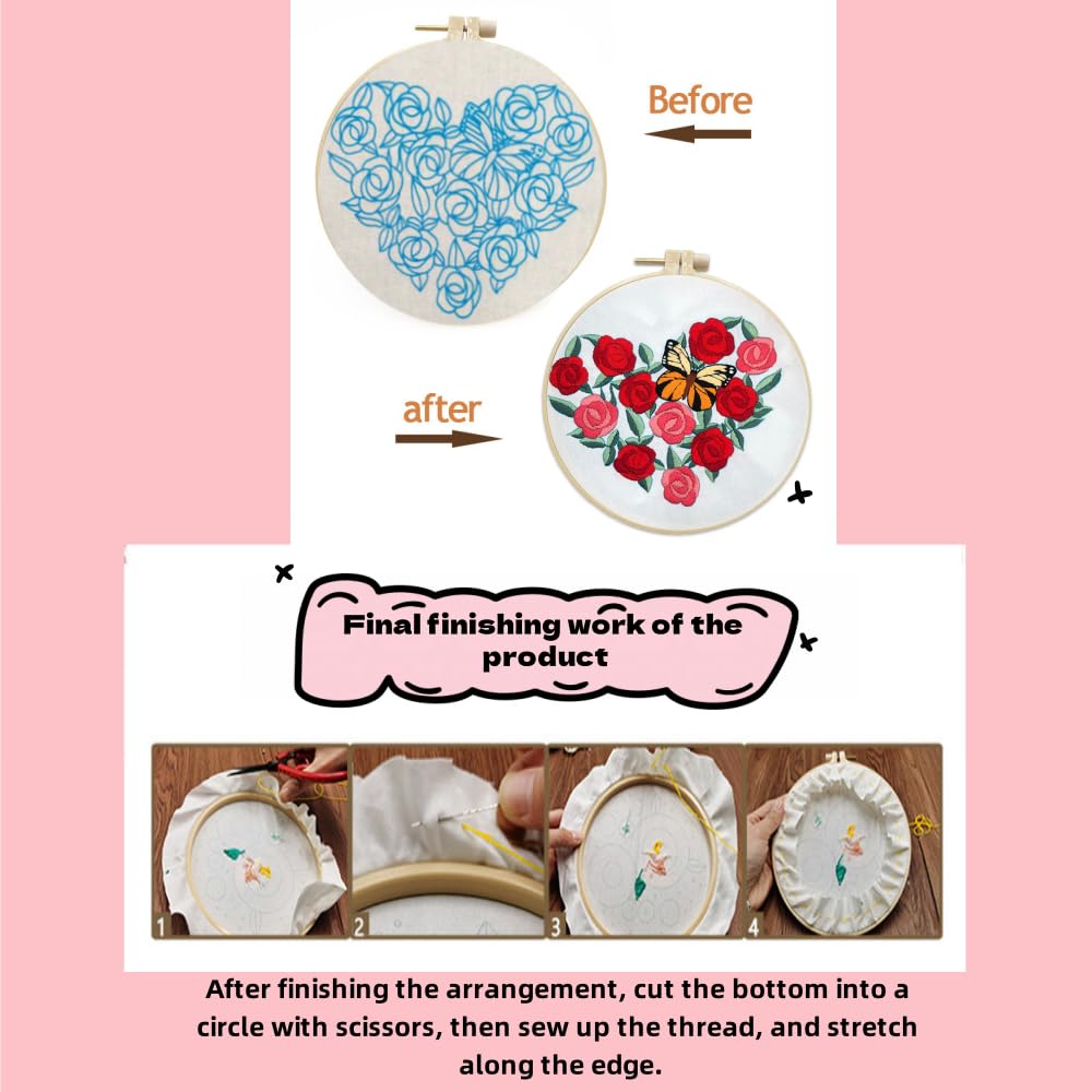Gofission Embroidery Kit for Animal Hedgehog Floral Wreath DIY Fabric Set with Home Decor Accessories Adults, Beginners, Pre-Printed (Hedgehog 3)