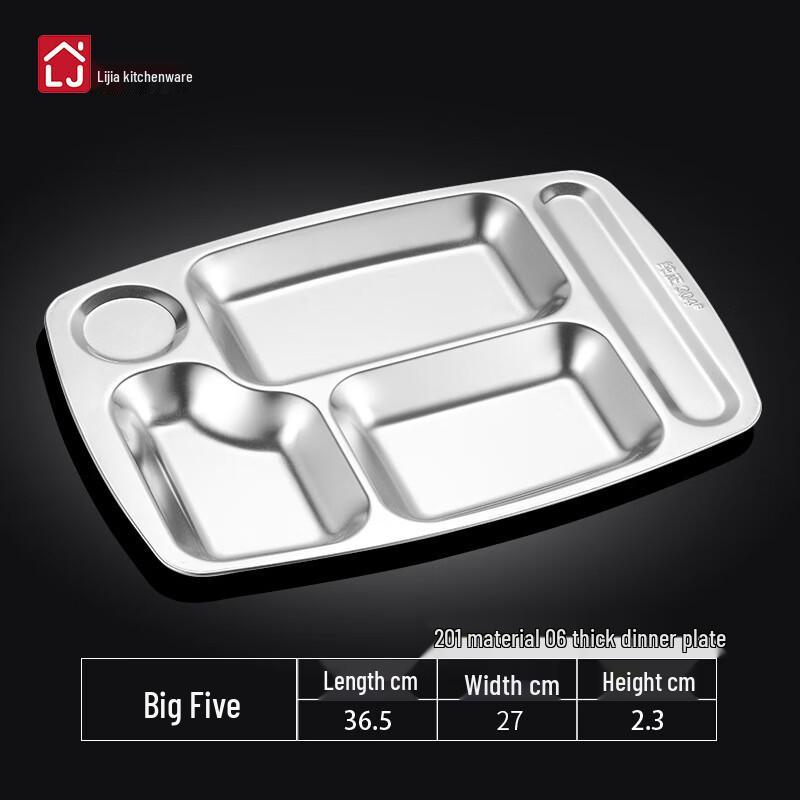 Lijia Stainless Steel Divided Cafeteria Meal Tray