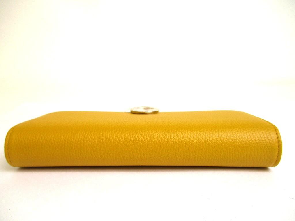Authentic BVLGARI Yellow Leather Logo Clip Gold H/W Flap Long Wallet #b025  Open box