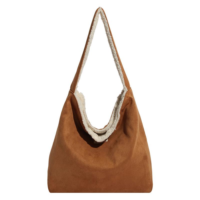 

Новая плюшевая сумка-тоут большой вместимости для поездок на работу, осенне-зимняя универсальная, в ретро-иностранном стиле, высококлассная наплечная сумка