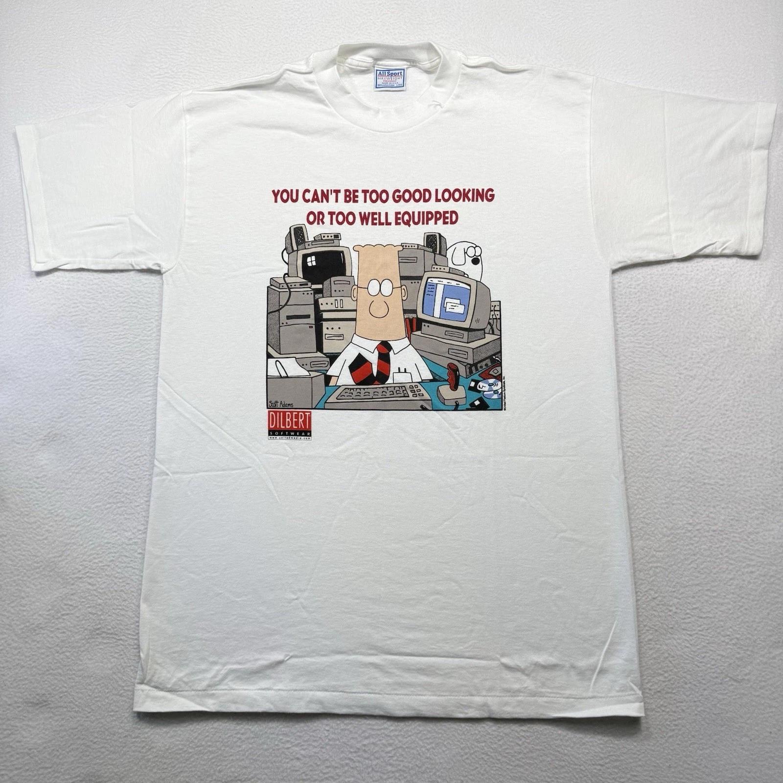 

Vintage Dead Stock Dilbert Techie Single Stitch T-Shirt Mens XL PC Computer 90s S