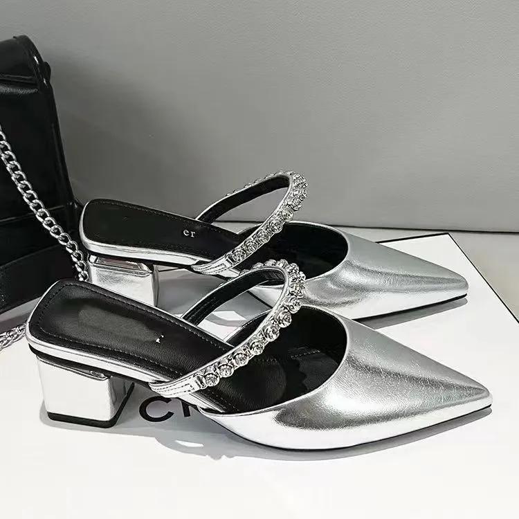  sapatos femininas women fashion silver sexy party wedding square heel shoes lady casual spring summer shoes ab604
