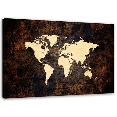 Canvas Print Brown World Map
