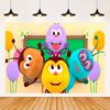 Cartoon Photo Backgrounds Bichi Kids 1st Birthday Party Baby Shower Decoration Rainbow Ant Doll Friends Photo Background
