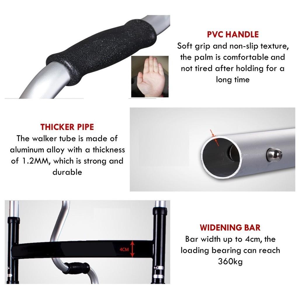 3 in 1 Height Adjustable Walking Frame Foldable Elderly Toilet Support Shower Chair Aluminum Alloy Training Bracket