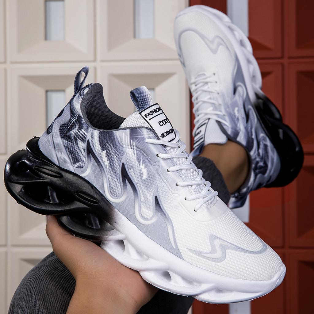 Fashion Running Shoes Flat Cushioning Comfortable Gym Jogging Shoes Mesh Breathable Training Tennis Sneakers for Men Lightweight Soft Te