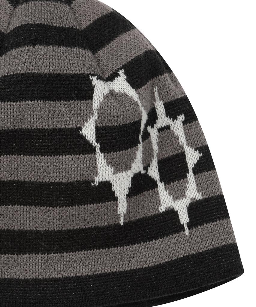 Lujeoseukeulleob Symbol Logo Striped Beanie Black